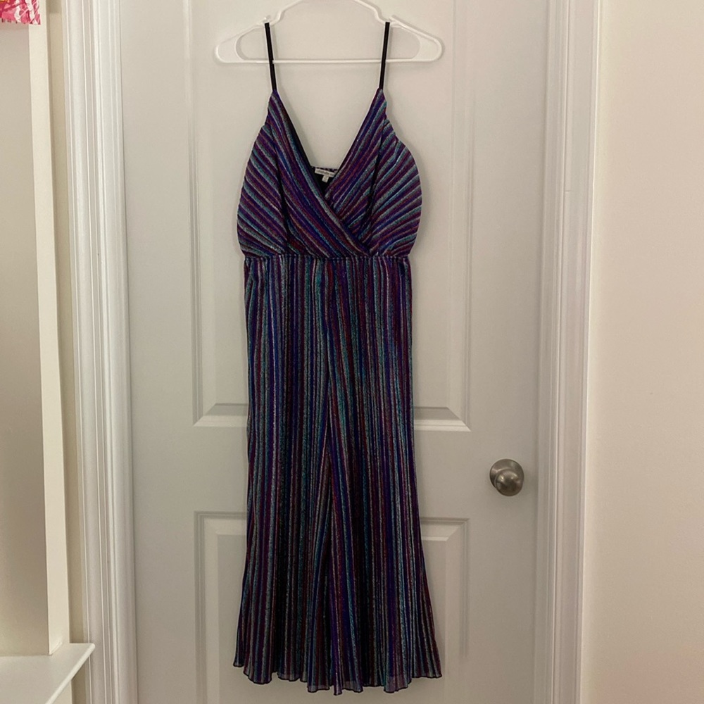 Shimmery Multicolored spaghetti, strap jumpsuit